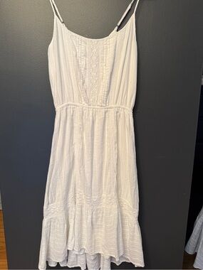 Ella Moss White Midi Dress with adjustable Spaghetti Straps 100% cotton + lining